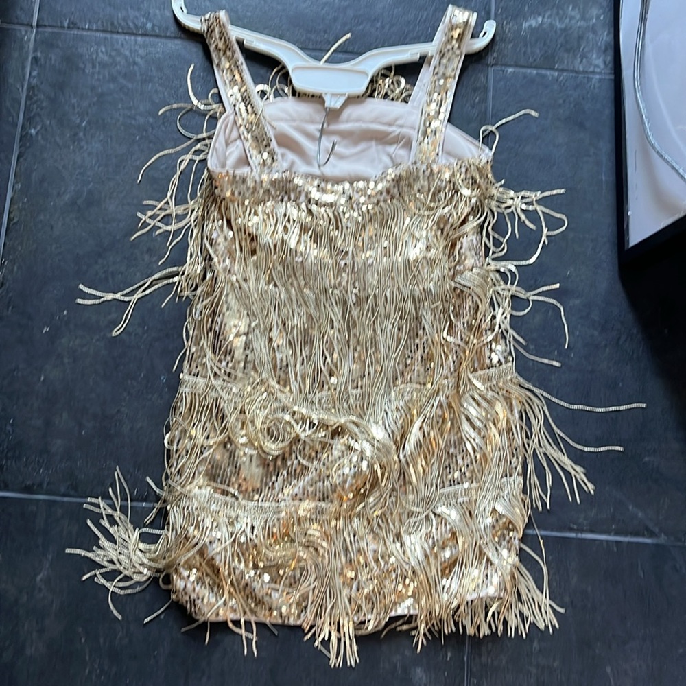 Lulus Gold Fringe Flapper Gatsby Sequin Dress Medium - Picture 11 of 12